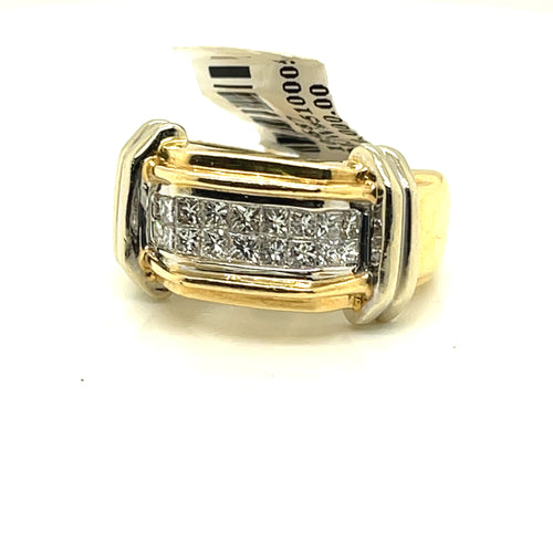 14K Two Tone Gold 1.00 CT Diamond Men's Wedding Band, 19g, Size 10.5