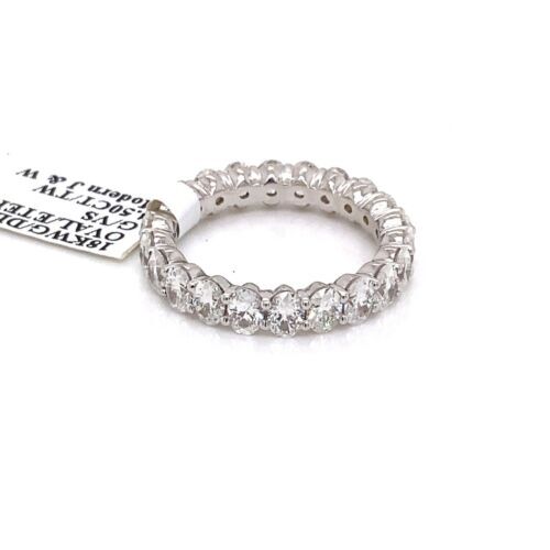 18k White Gold 4.50 CT Oval Shape Diamond Eternity Band, 5.5g, Size 8