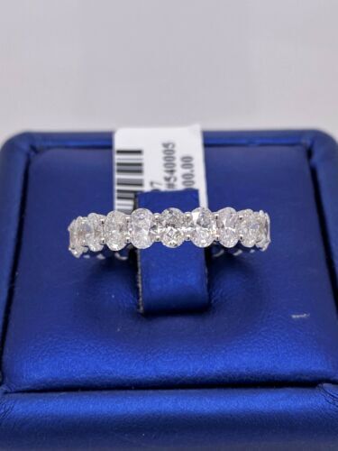 18k White Gold 4.50 CT Oval Shape Diamond Eternity Band, 5.5g, Size 8