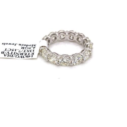 14k White Gold 7.15 CT Diamond Eternity Band, 4.3g, Size 6.75