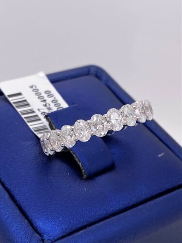 18k White Gold 4.50 CT Oval Shape Diamond Eternity Band, 5.5g, Size 8