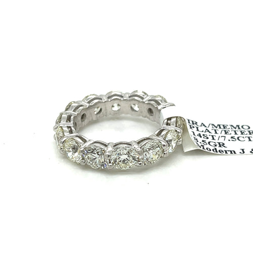 Platinum 7.50CT Diamond Shared Prong Eternity Band, 8.5gm, Size 6.75