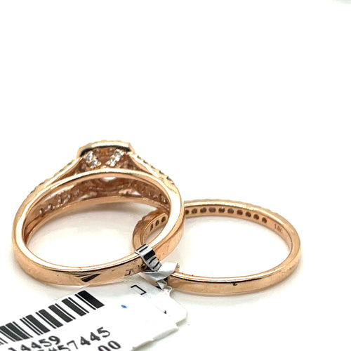 14k Rose Gold 1.50 CT Diamond Engagement Ring Set, 5.5gm, Size 7
