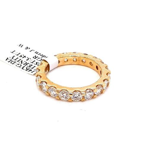 14K Yellow Gold 3.45 CT Diamond Eternity Band, 4.7gm, Size 7,