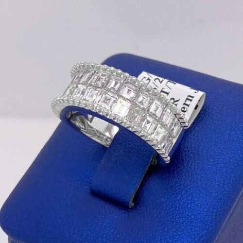 18k White Gold 3.50 CT Princess Cut Diamond Band, 6.8gm, Size 6
