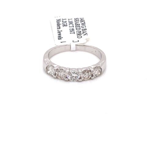 14k White Gold 1.10 CT Diamond Shared Prong Band, 3.2g, Size 7