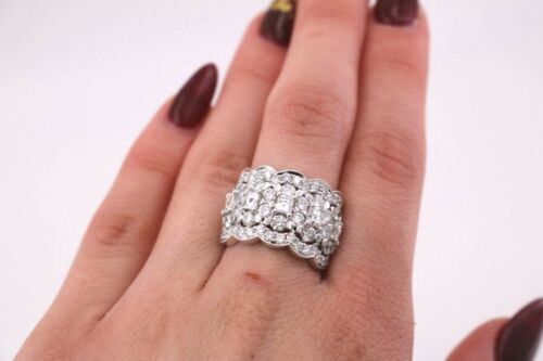 Odelia 18k White Gold 4.00 CT Diamond Ladies Wide Band, 11.9gm,