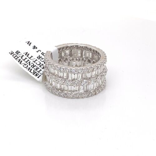 18k White Gold 6.52 CT Diamond Wide Eternity Band, 10.2g, Size 7, S106620
