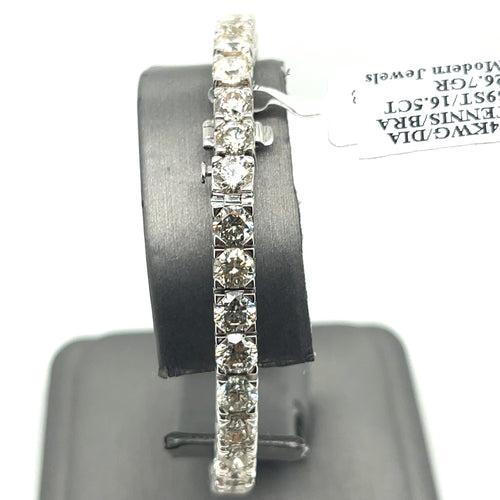14k White Gold 16.50 CT Diamond Tennis Ladies Bracelet, 26.7g, 7.25"