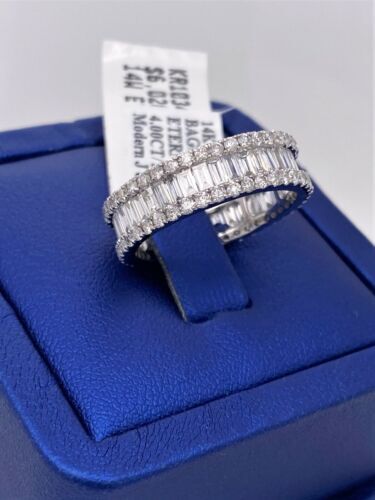 14k White Gold 4.00 CT Diamond Ladies Eternity Band, 4.1g, Size 8