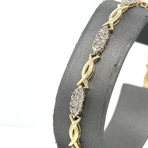 10k Yellow Gold 1.00 CT Diamond Tennis Ladies Bracelet, 6g, 7"