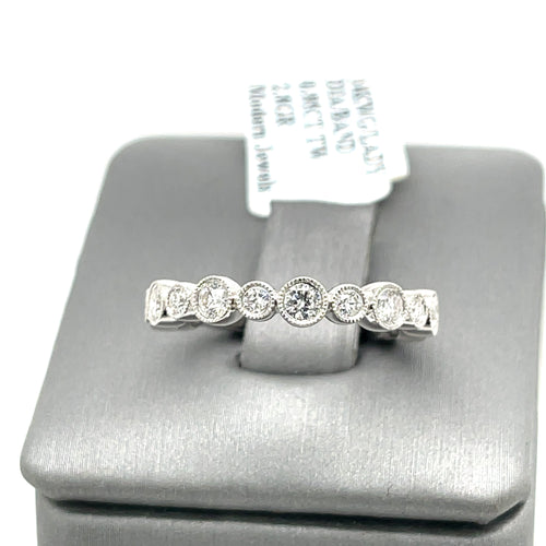 14k White Gold 0.95 CT Diamond Band, 2.8gm Size 6