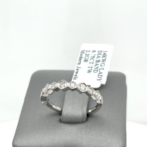 14k White Gold 0.75CT Diamond Ladies Band, 2.2g, Size 6