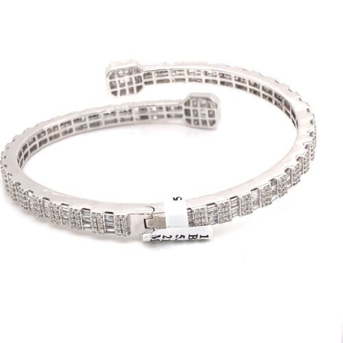 14k White Gold 5.13 CT Diamond Fancy Bangle Bracelet, 21.5g