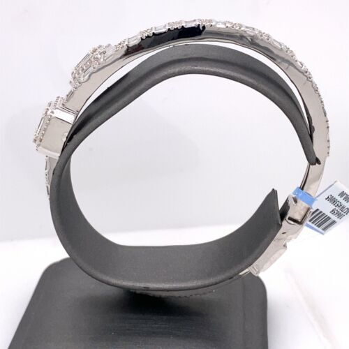 14k White Gold 5.46 CT Diamond Bangle Bracelet, 27.1g