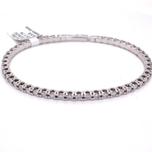 14k White Gold 3.25 CT Diamond Flexible Bangle Bracelet, 10.3gm, S14043