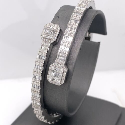 14k White Gold 5.13 CT Diamond Fancy Bangle Bracelet, 21.5g