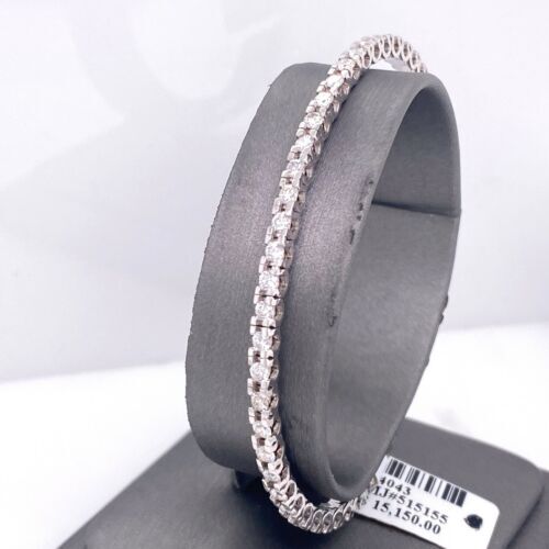 14k White Gold 3.25 CT Diamond Flexible Bangle Bracelet, 10.3gm, S14043