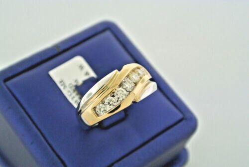 14k Two Tone Gold Men's 1.30 CT Diamond Band, 12.6gm, Size 10.25,