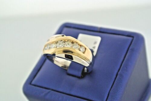 14k Two Tone Gold Men's 1.30 CT Diamond Band, 12.6gm, Size 10.25,