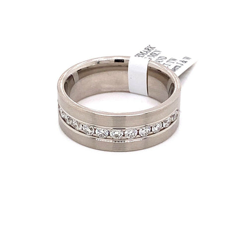 Benchmark 14k White Gold 0.75 CT Diamond Men's Band, Size 10.25