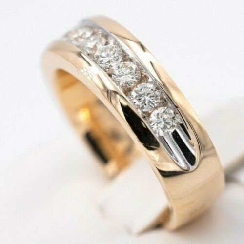 14k Yellow Gold 1.25 CT Diamond Men's Wedding Band, 14.0 g
