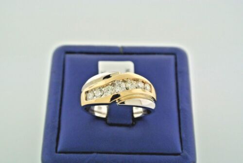 14k Two Tone Gold Men's 1.30 CT Diamond Band, 12.6gm, Size 10.25,