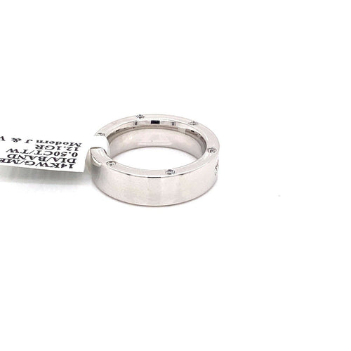 14k White Gold 0.50 Ct Diamond Men's Band, 12.1g, Size 6.5