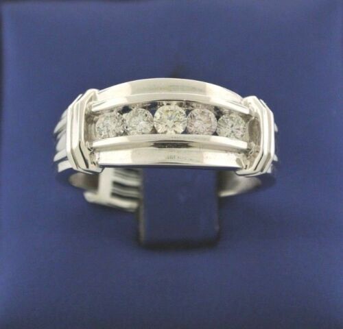 14k White Gold 0.75 CT Diamond Men's Band, 4.7gm, Size 10.5