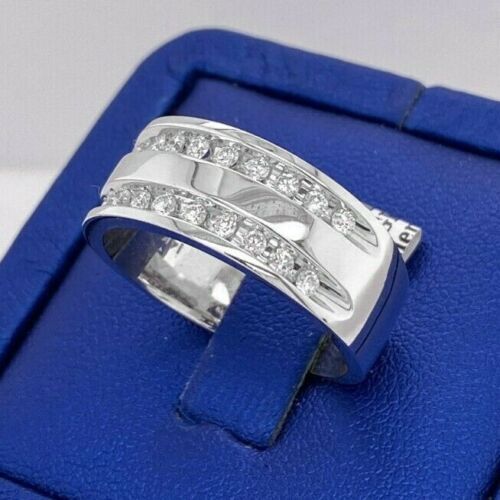 14k White Gold 0.75 CT Diamond Men's Band, 10.5gm, Size 10.25