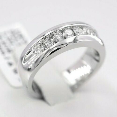 14k White Gold 1.25 CT Diamond Men's Wedding Band, 14.4 g