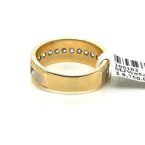 14k Yellow Gold 1.35 CT Diamond Men's Wedding Band, 7.5g, Size 9.75