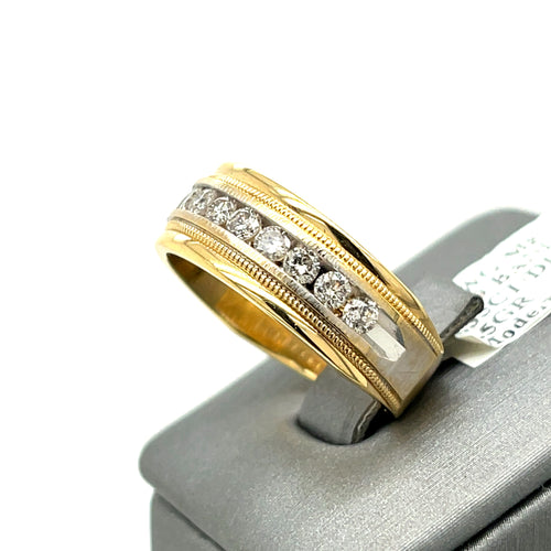 14k Yellow Gold 1.35 CT Diamond Men's Wedding Band, 7.5g, Size 9.75