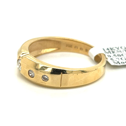 14k Yellow Gold 0.50 CT Diamond Men's Wedding Band, 5.7g, Size 10.5