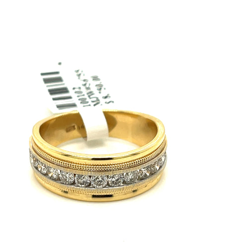 14k Yellow Gold 1.35 CT Diamond Men's Wedding Band, 7.5g, Size 9.75