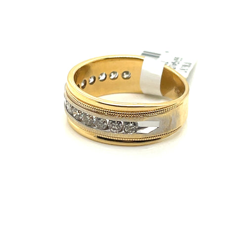 14k Yellow Gold 1.35 CT Diamond Men's Wedding Band, 7.5g, Size 9.75