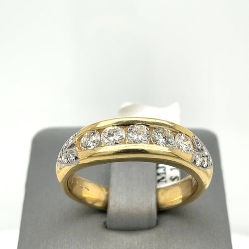 14k Yellow Gold 1.50 CT Diamond Men's Wedding Band 10.5g, Size 11.75