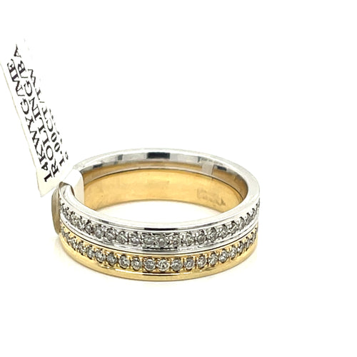14k Multi Tone Gold 1.00 CT Diamond Men's rolling Band,  8.1g, Size 9.75