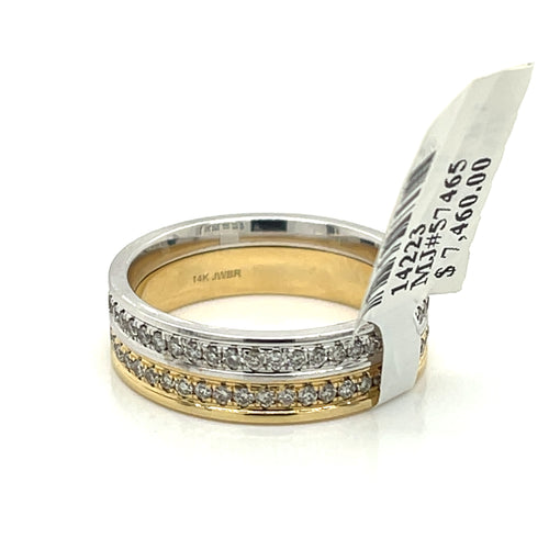 14k Multi Tone Gold 1.00 CT Diamond Men's rolling Band,  8.1g, Size 9.75
