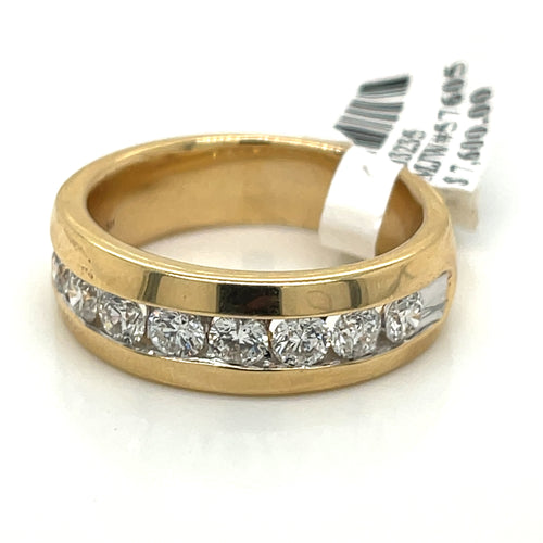 14k Yellow Gold 1.25 CT Diamond Men's Wedding Band, 13g, Size 10.5