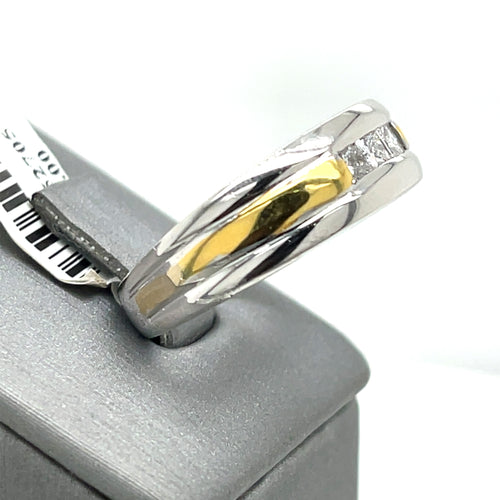14k Yellow White Gold 0.50 CT Diamond Men's Wedding Band, 10.4g, Size 9