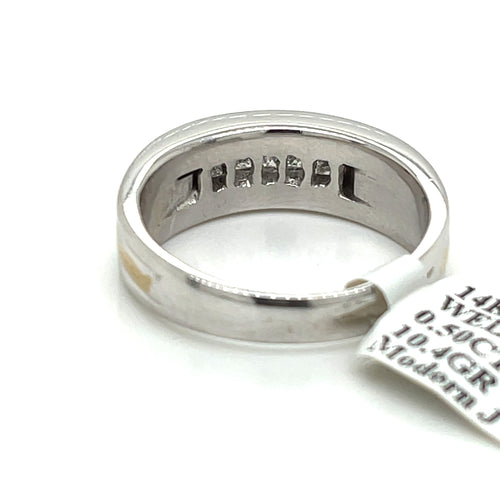 14k Yellow White Gold 0.50 CT Diamond Men's Wedding Band, 10.4g, Size 9