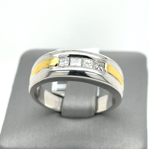 14k Yellow White Gold 0.50 CT Diamond Men's Wedding Band, 10.4g, Size 9