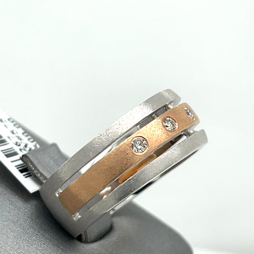 14k Rose/White Gold 0.50 CT Diamond Men's Band, 11gm, Size 10,