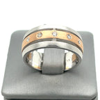 14k Rose/White Gold 0.50 CT Diamond Men's Band, 11gm, Size 10,