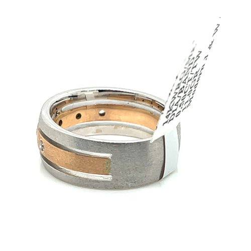14k Rose/White Gold 0.50 CT Diamond Men's Band, 11gm, Size 10,