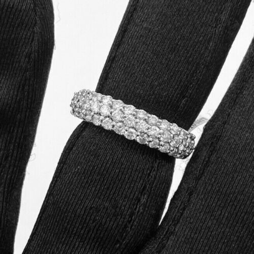 14k White Gold 1.50 CT Diamond Pave Ladies Band, 5.6gm, Size 6.25