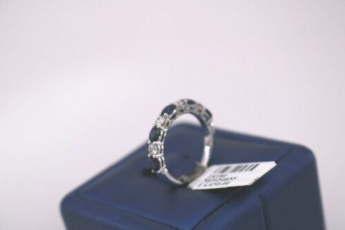 14k White Gold 1.50 CT Diamond & Sapphire Ladies Band