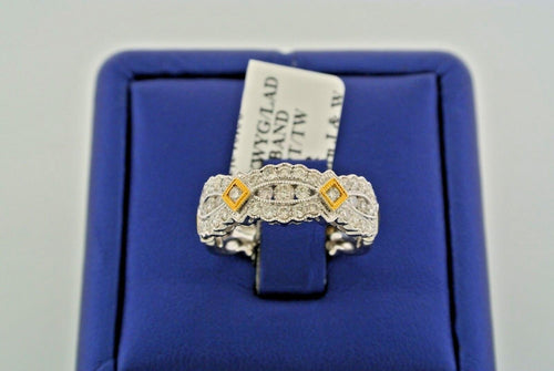 14k Two Tone 1.00 CT Diamond Ladies Band, 5.2gm, Size 7
