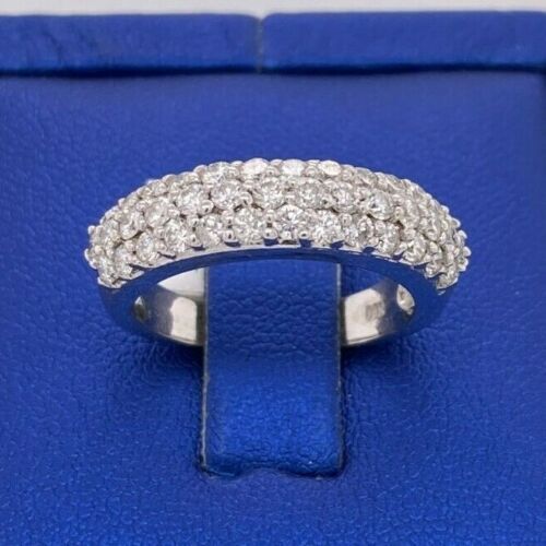 14k White Gold 1.50 CT Diamond Pave Ladies Band, 5.6gm, Size 6.25